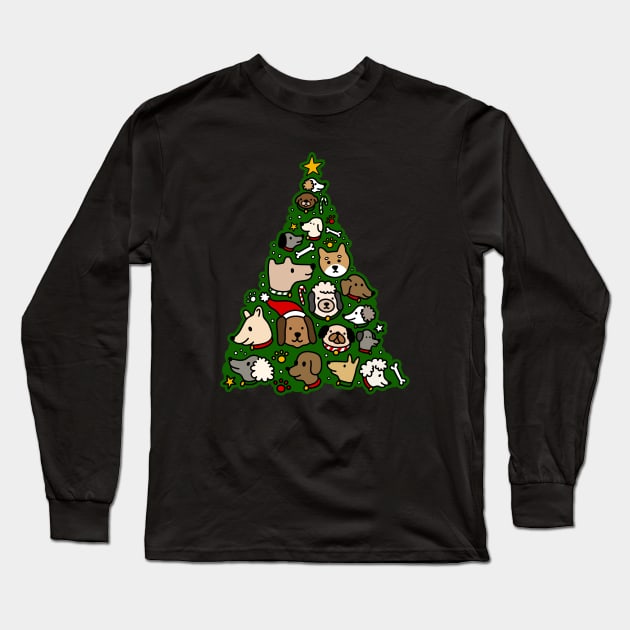 Christmas Tree Dog Lover Holiday Long Sleeve T-Shirt by Trippycollage